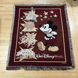 Vintage 90s Disney World Fringe Floor Rug Theme Parks Landmarks Decorative 58x50
